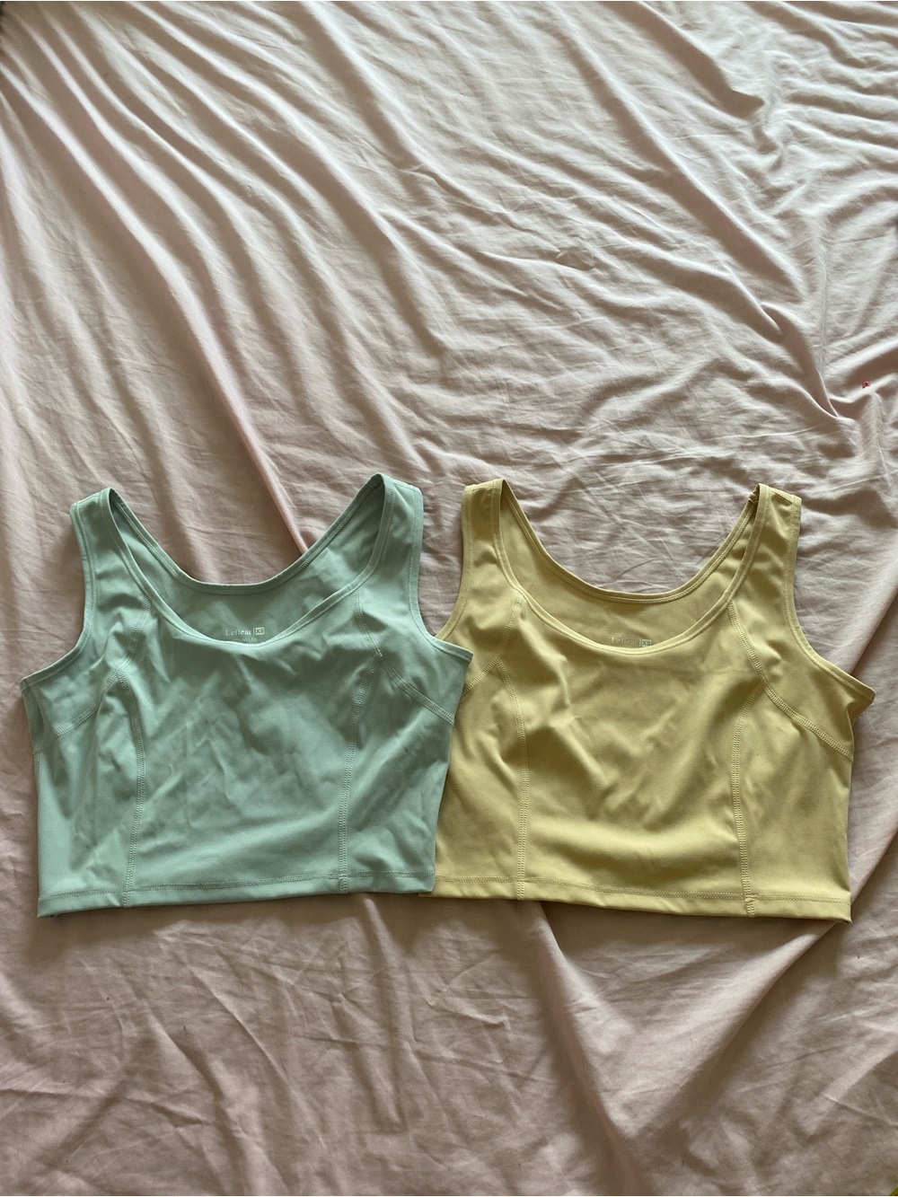 Women’s Scoop Neck Athleisure Tank Crop Top Bundle - Nude and Gray